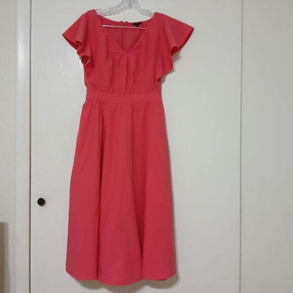 Ann Taylor Petite Flutter Sleeve Midi Dress Pink Size 2P (XS) - Picture 1 of 9
